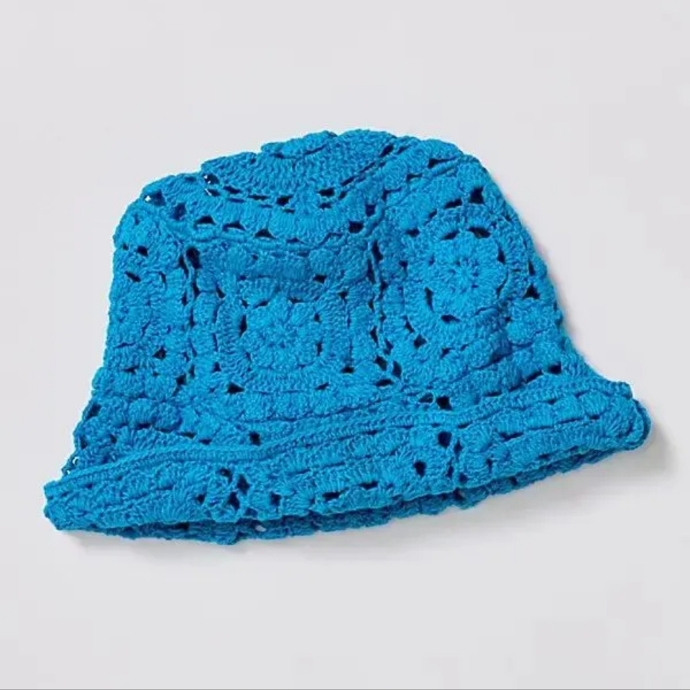 Free People X Rahi Sadie Blue Crochet Bucket Hat